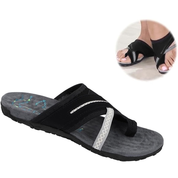 Orthopedic Sandals with Arch Support Comfort Adjustable Toe Ring Buckle Size 8 - Picture 1 of 8